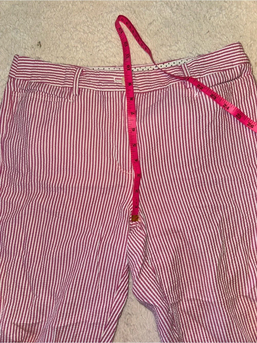 Talbots Perfect Skimmer 100% Cotton Pink & White Striped Capri Pants 🎀